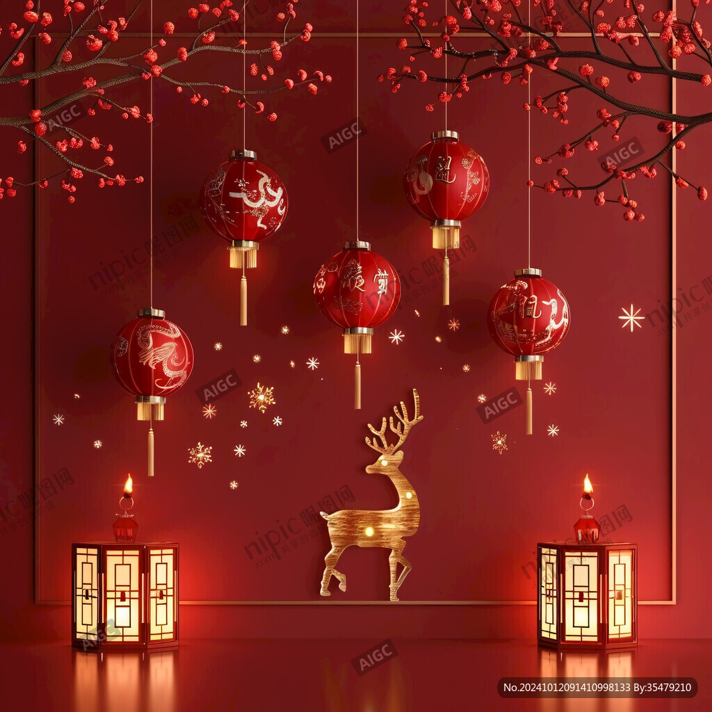 梅花鹿花燈