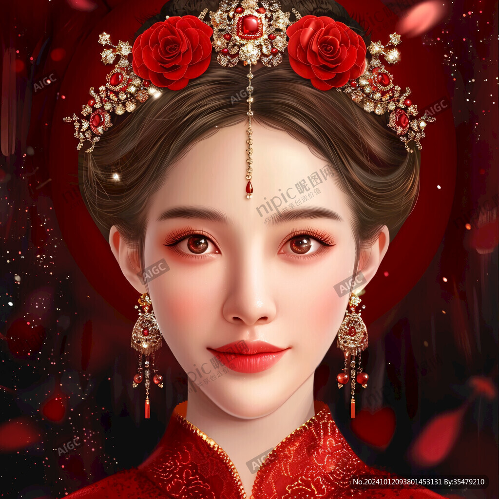 中式新娘插畫(huà)