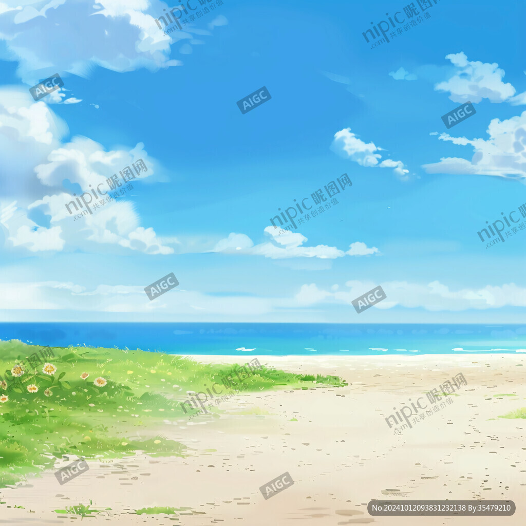 海邊天空插畫