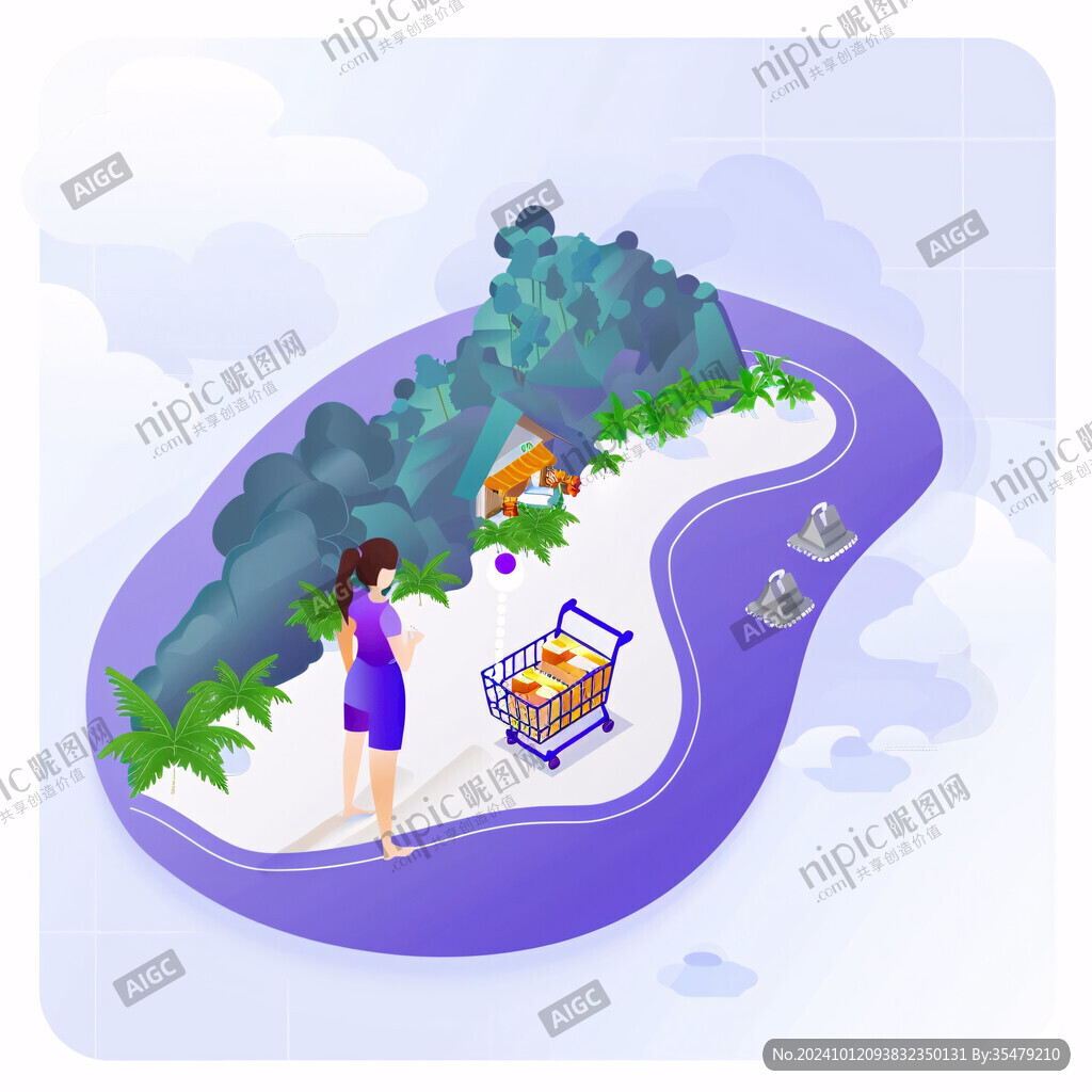 扁平風(fēng)購物場景