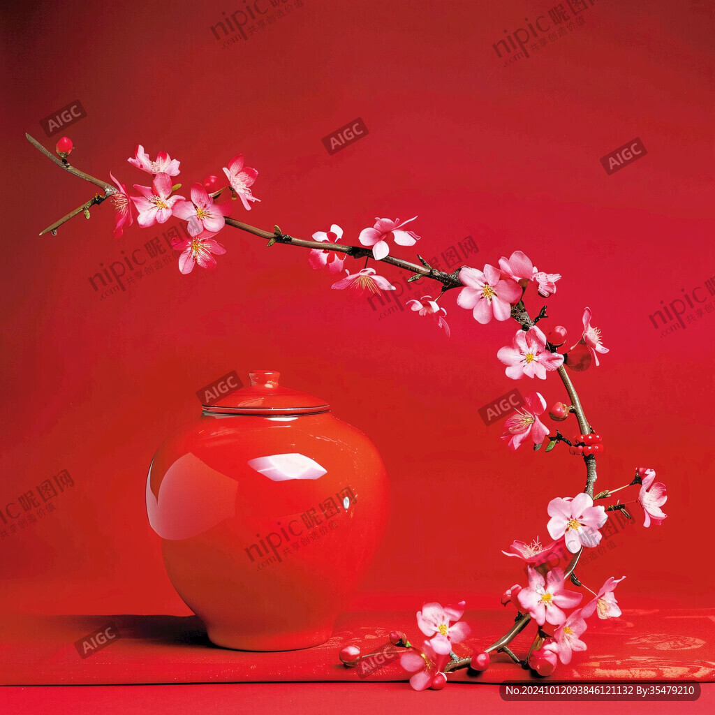 紅色中式花藝