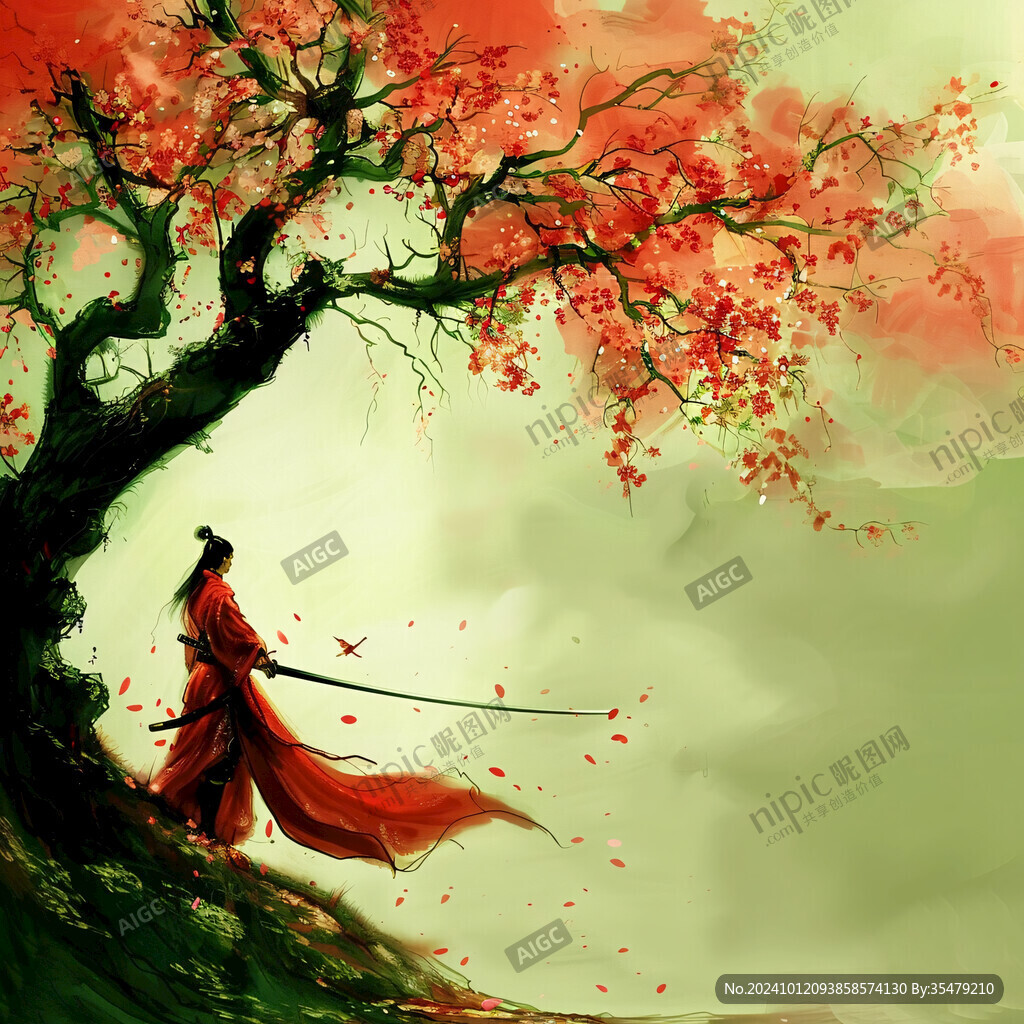 桃花樹插畫