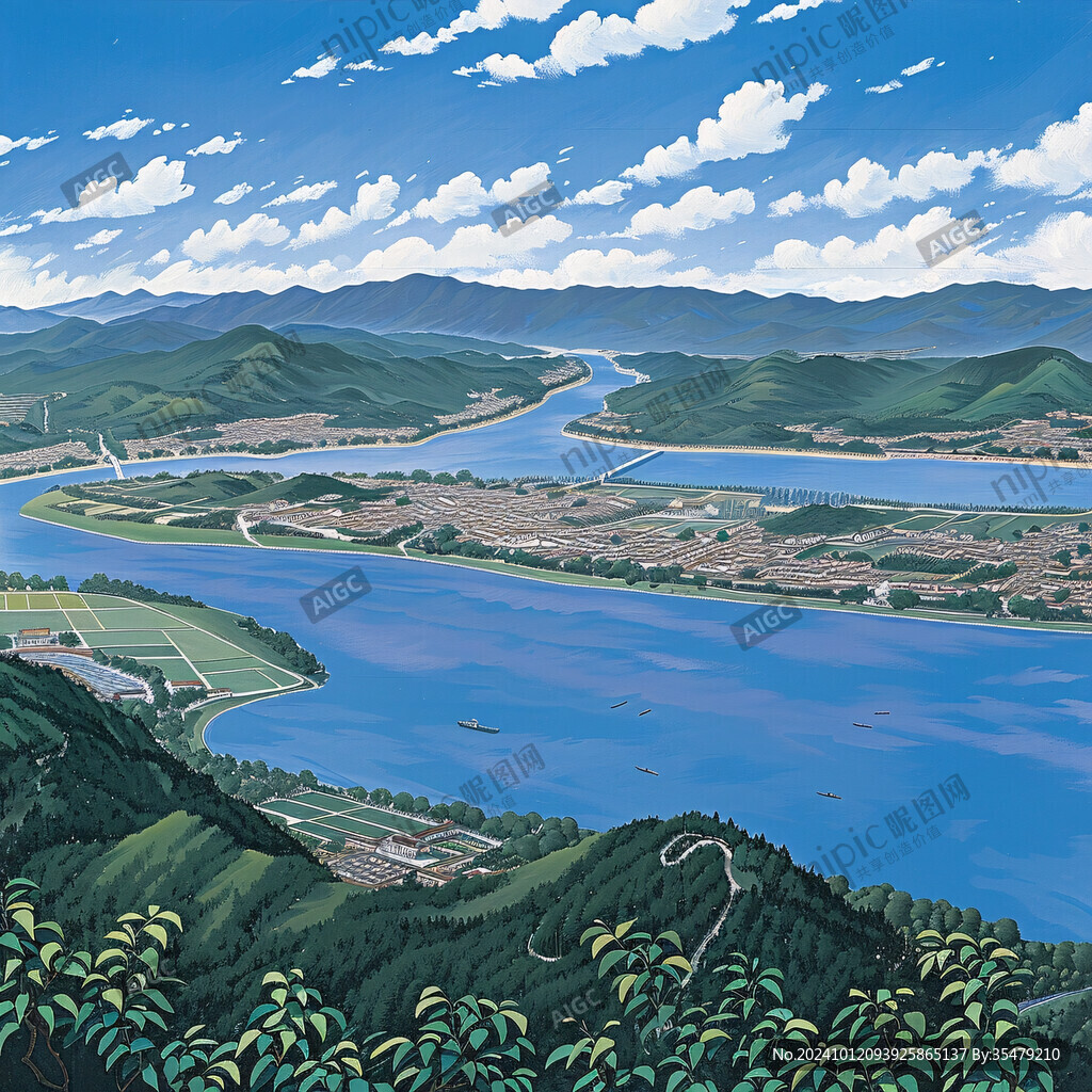 長江流域地區插畫