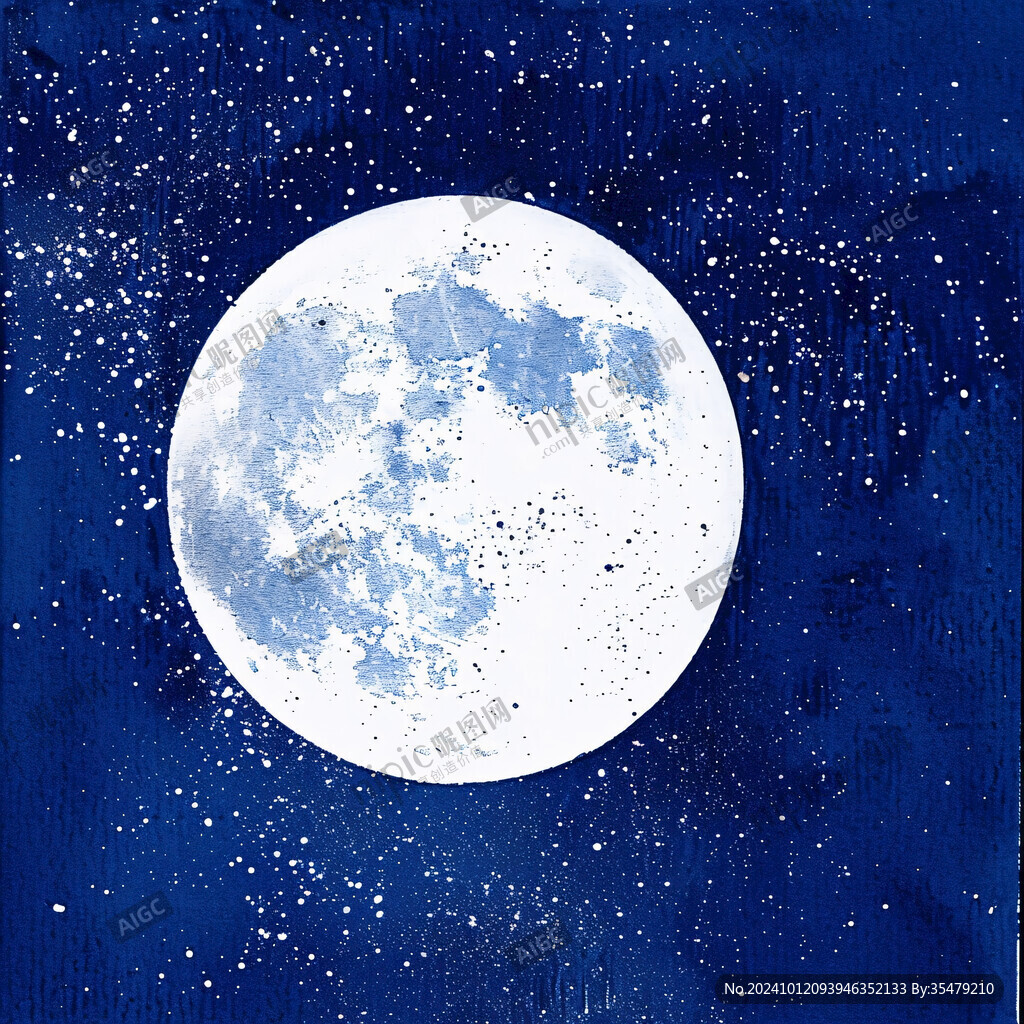月球星空插畫
