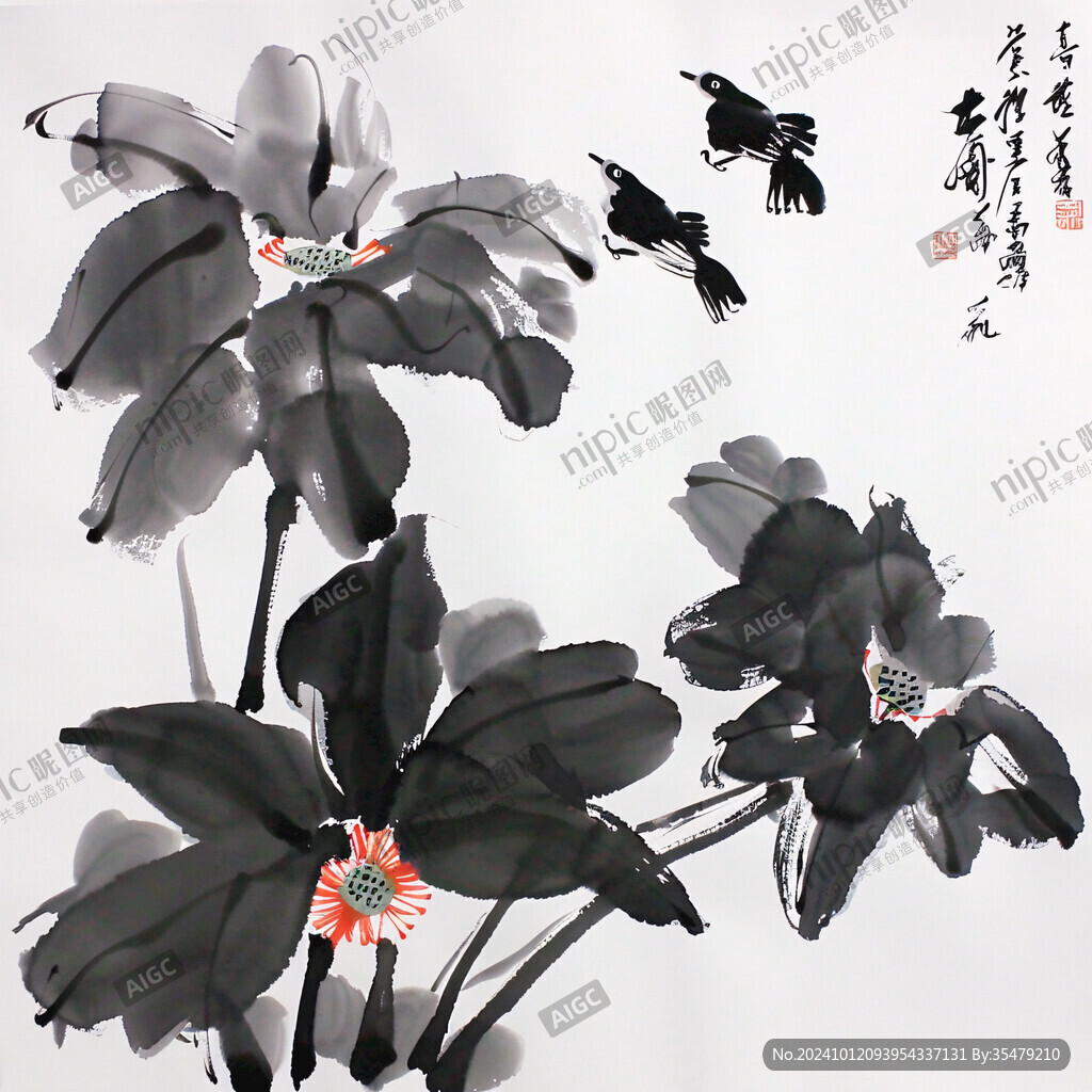 黑白畫花鳥畫廣告