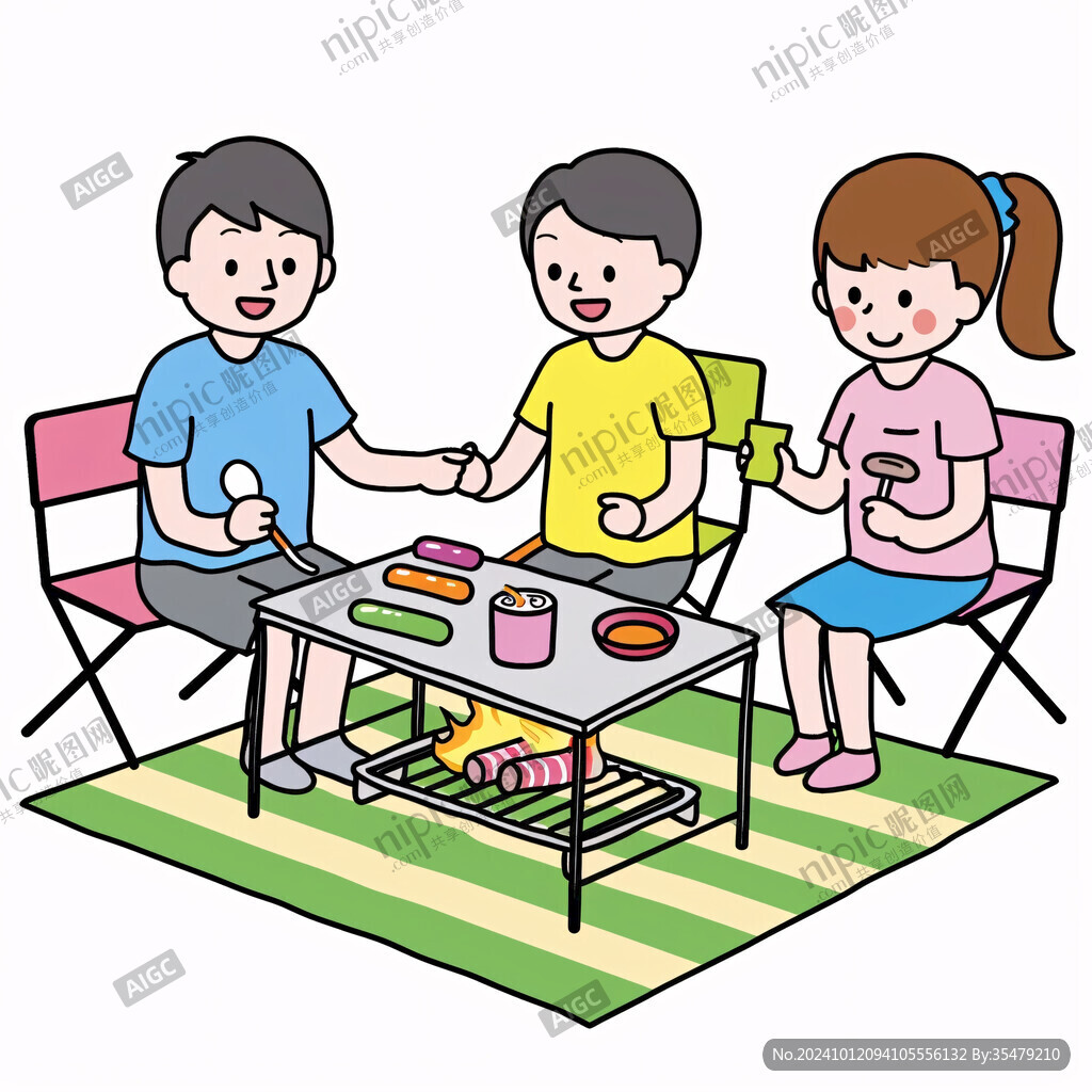 手繪一家人吃飯