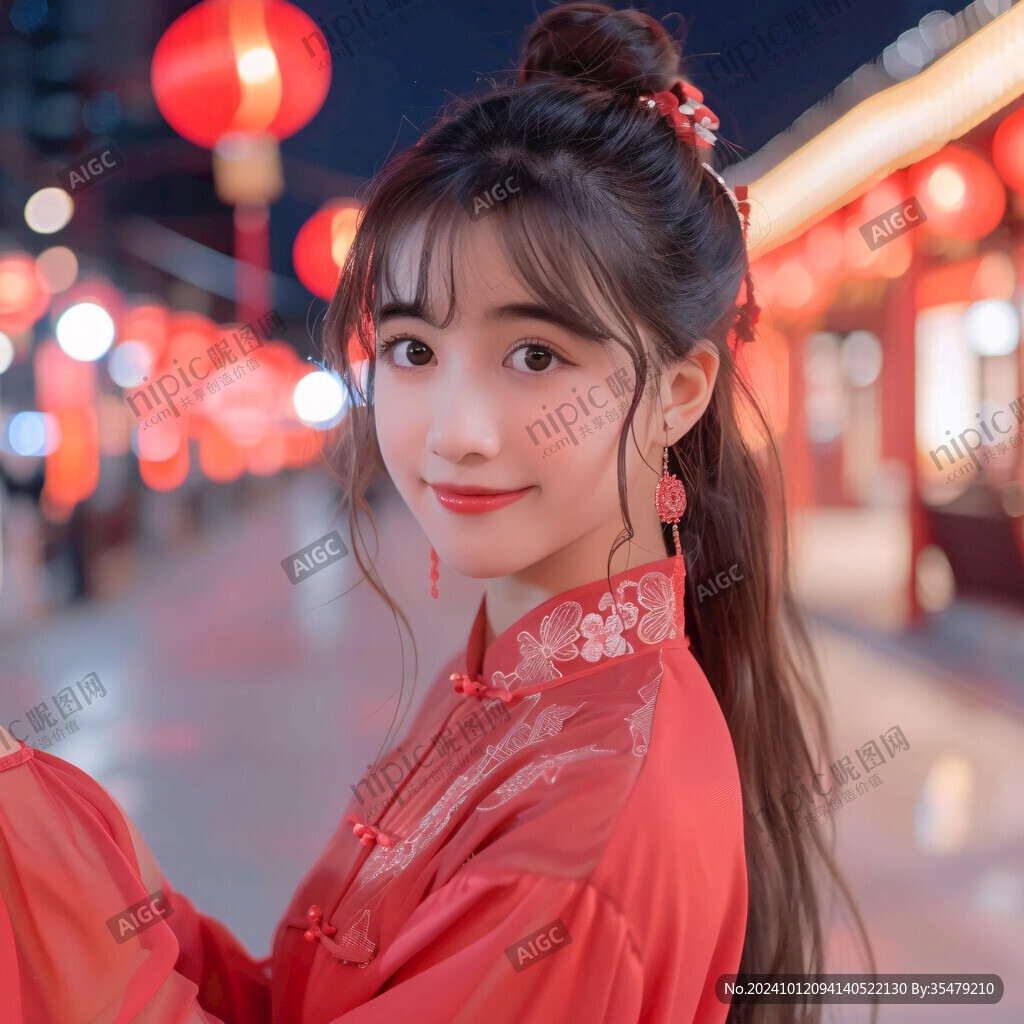 紅色古裝少女