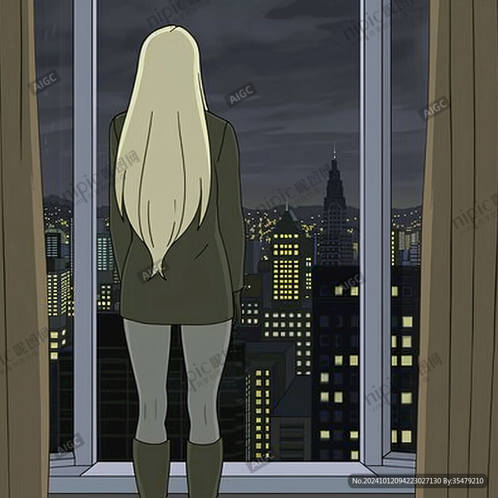 遠眺大樓的女子