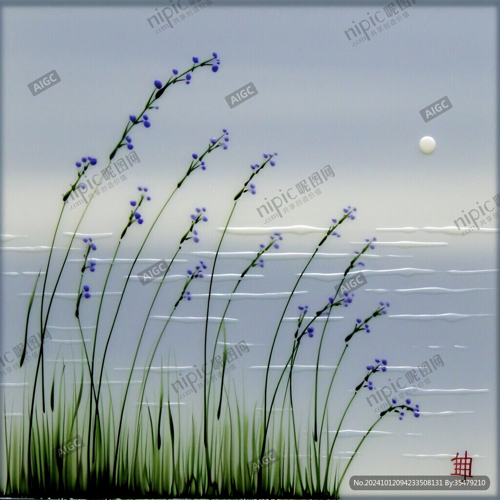 電腦油畫勿忘我油畫