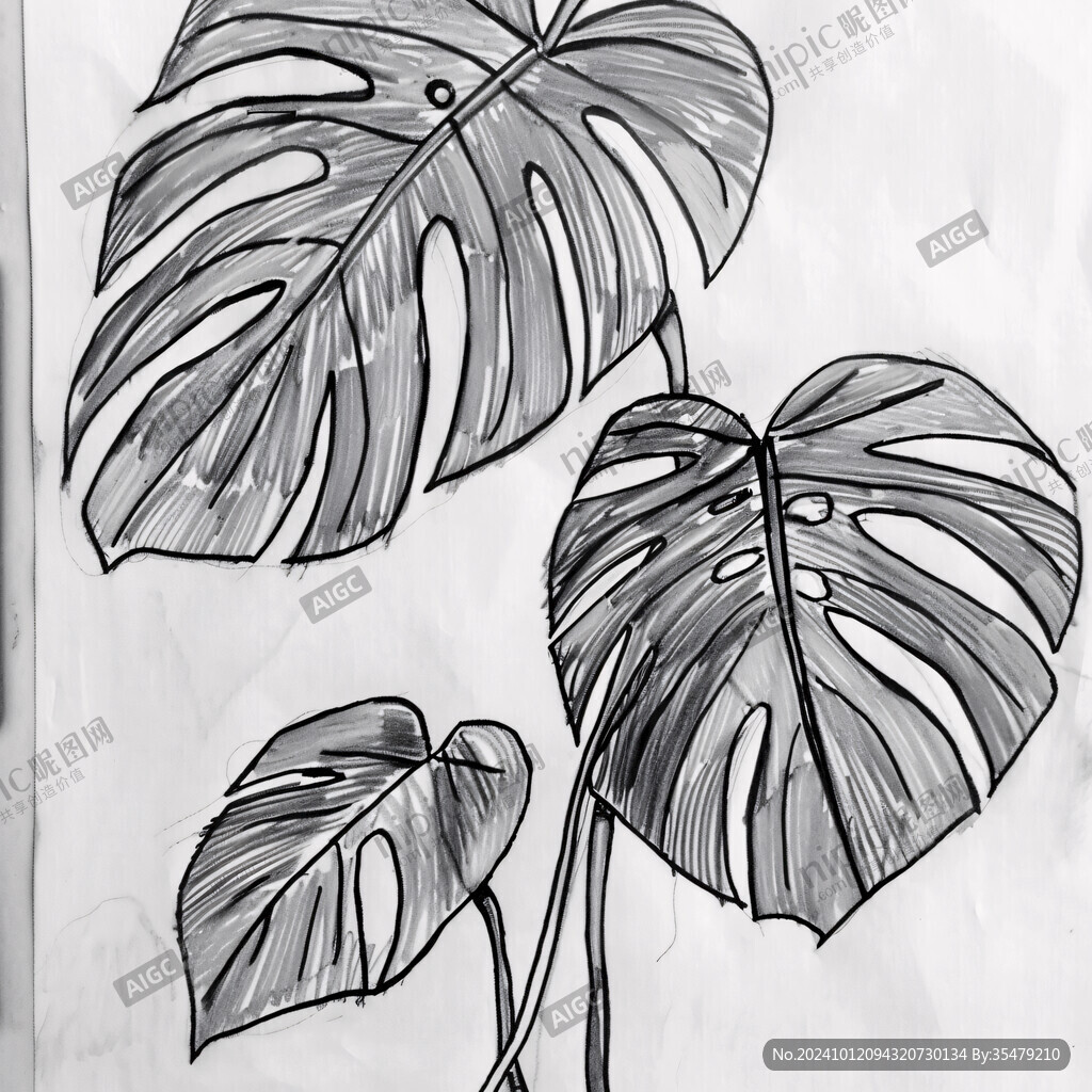 手繪龜背竹