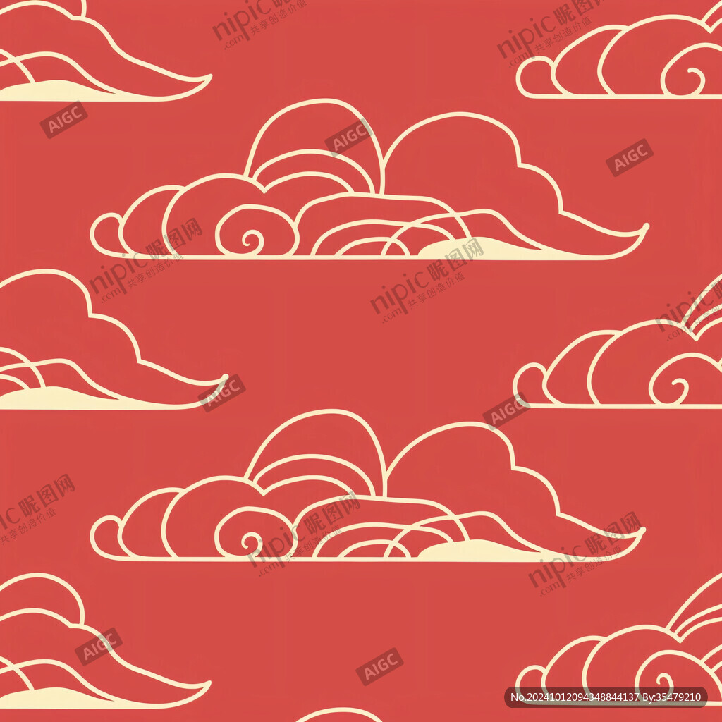 紅色流云飛云暗紋