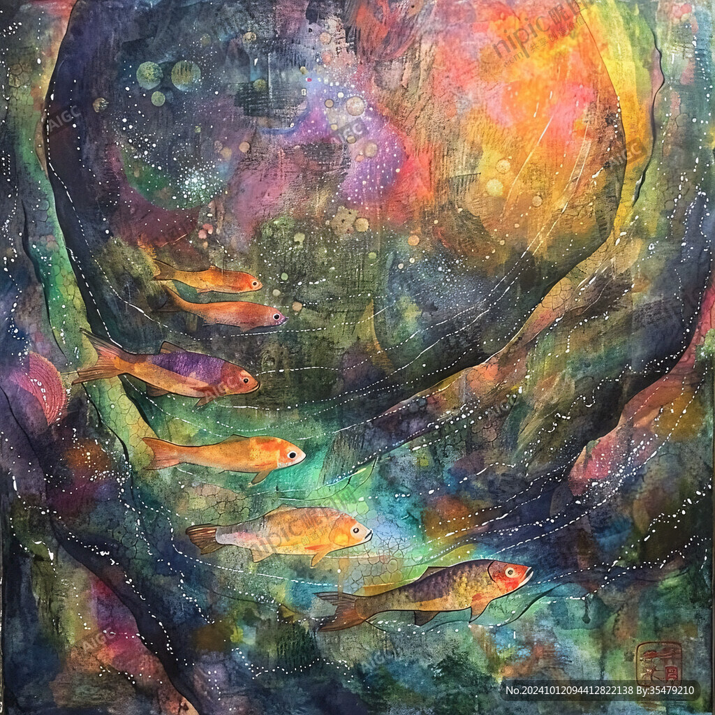 唯美魚風(fēng)格插畫裝飾畫