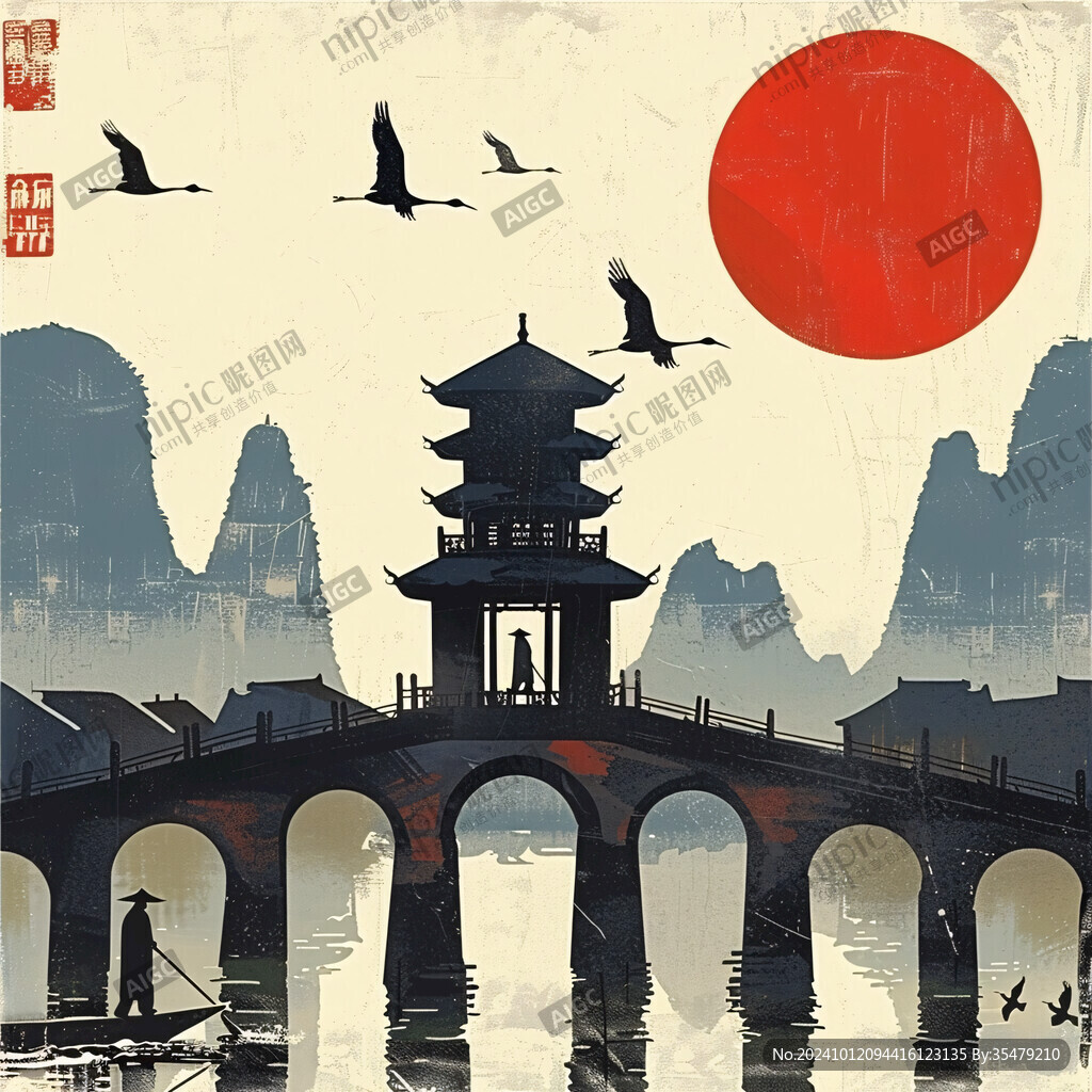 廣濟(jì)橋插畫(huà)