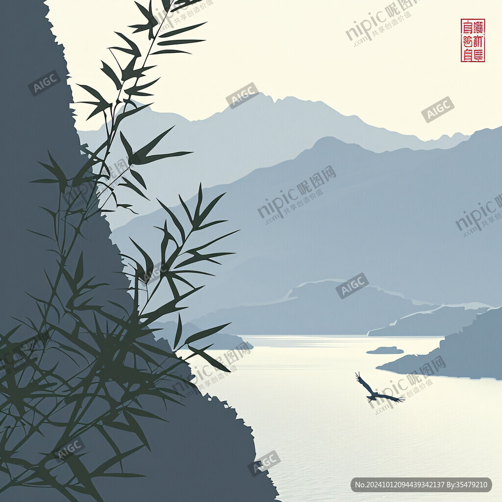 竹子背景山水