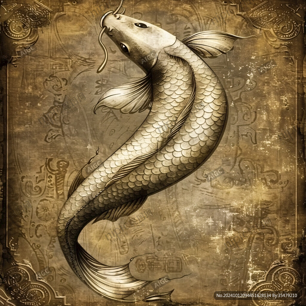 金色燙金鯉魚底紋