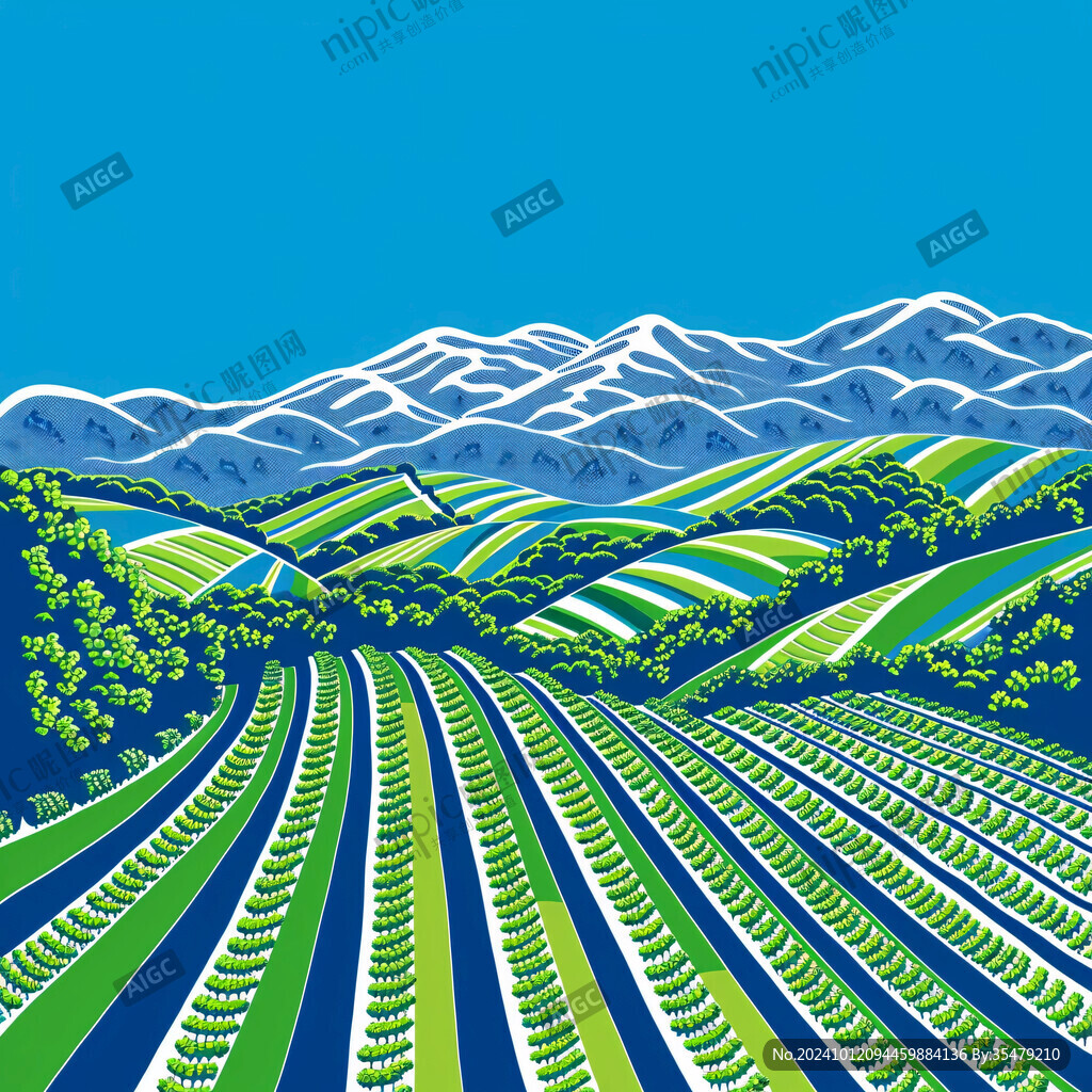 茶園風(fēng)景插畫