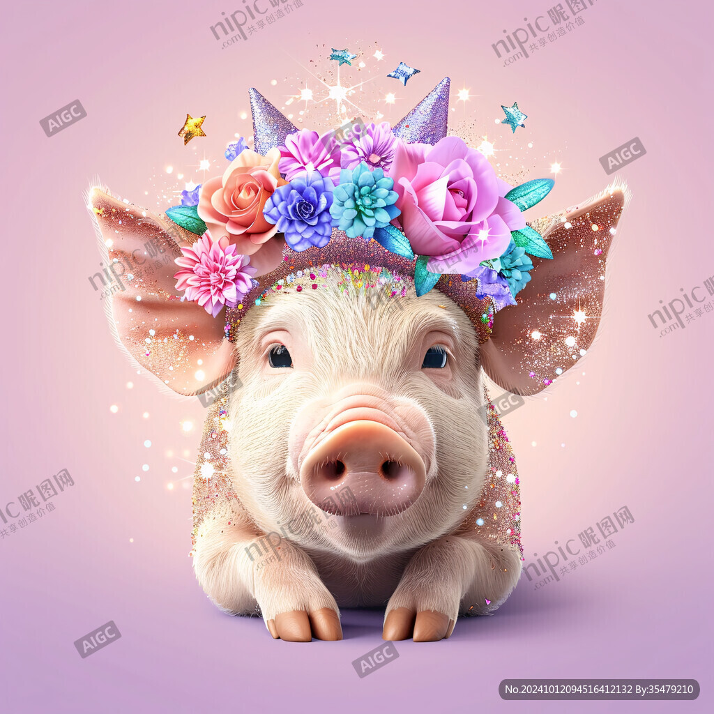 時(shí)尚小豬插畫(huà)