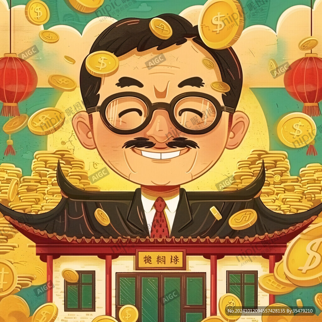 多財(cái)多億一夜暴富插畫