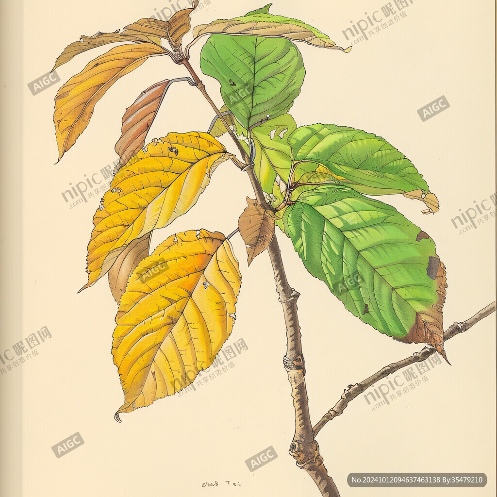 巴豆植物插畫