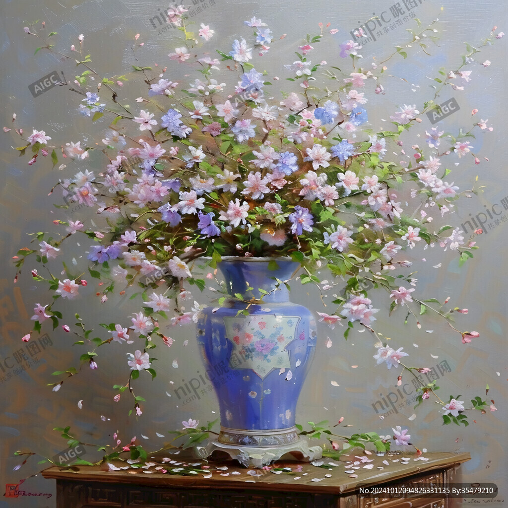 花瓶裝飾花藝油畫
