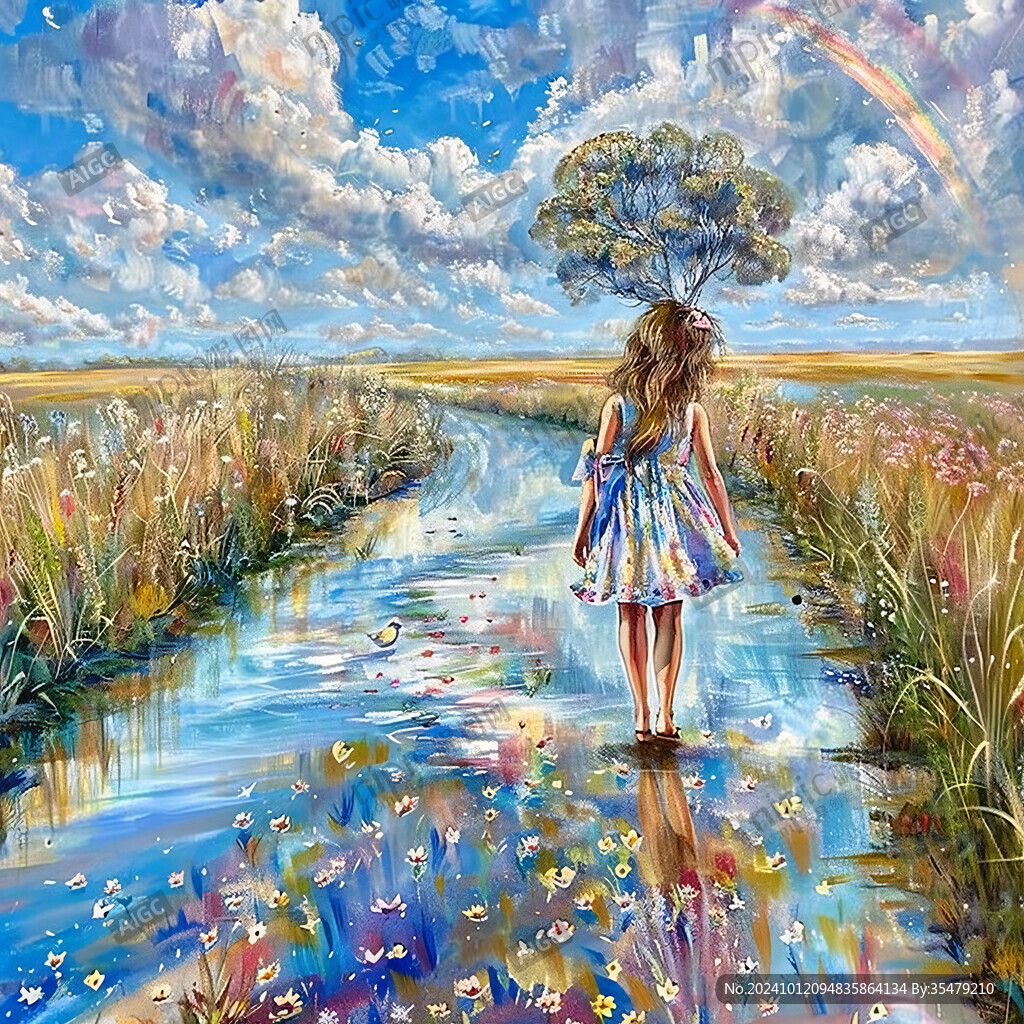 女孩風景畫