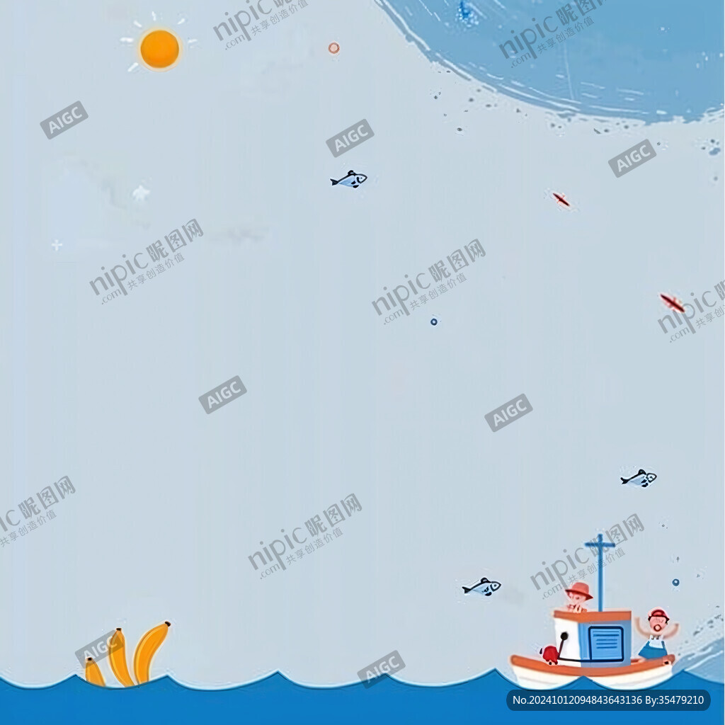 兒童場景海船圖案