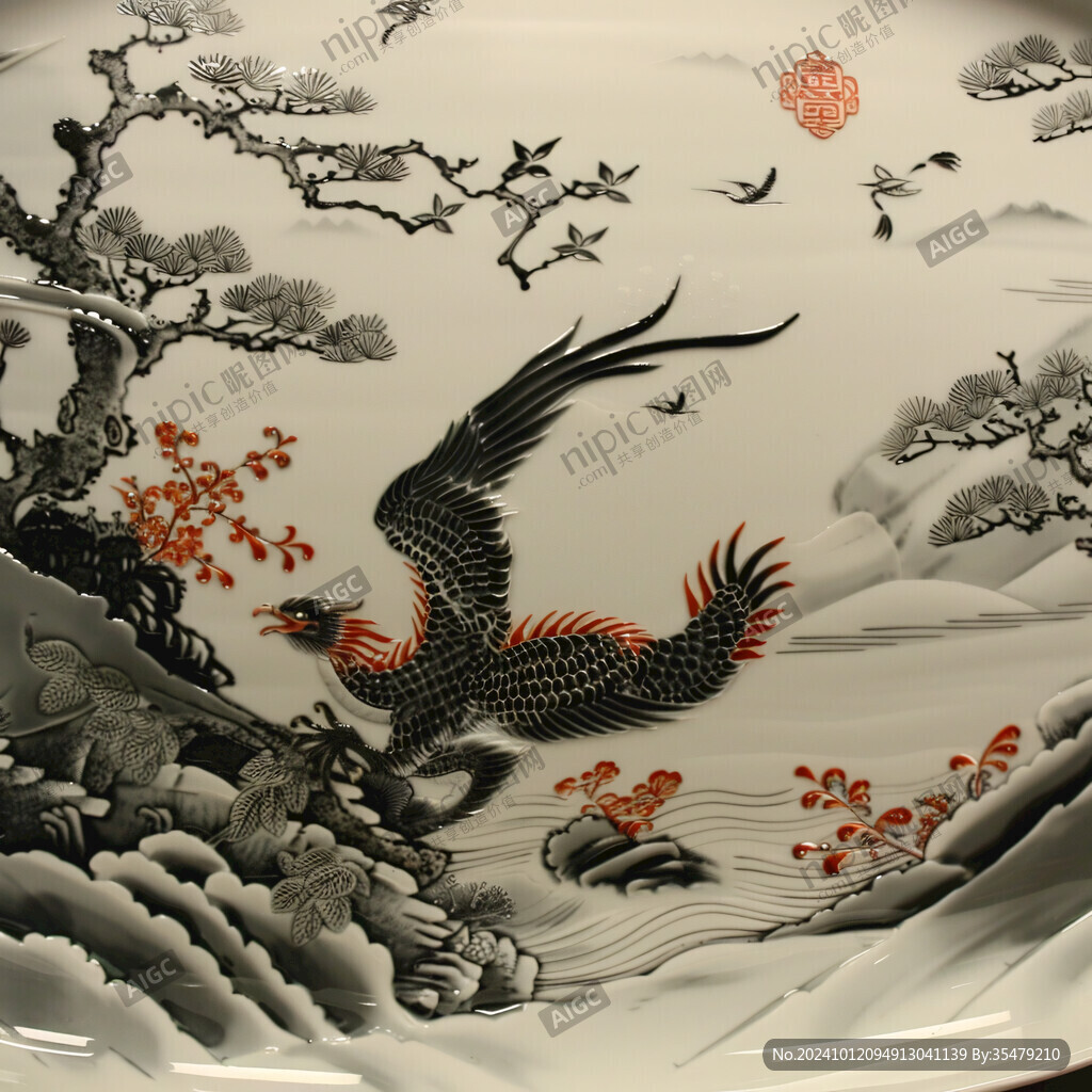 雕龍畫鳳陶瓷壁畫