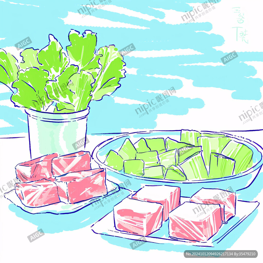 商業(yè)插畫火鍋材料
