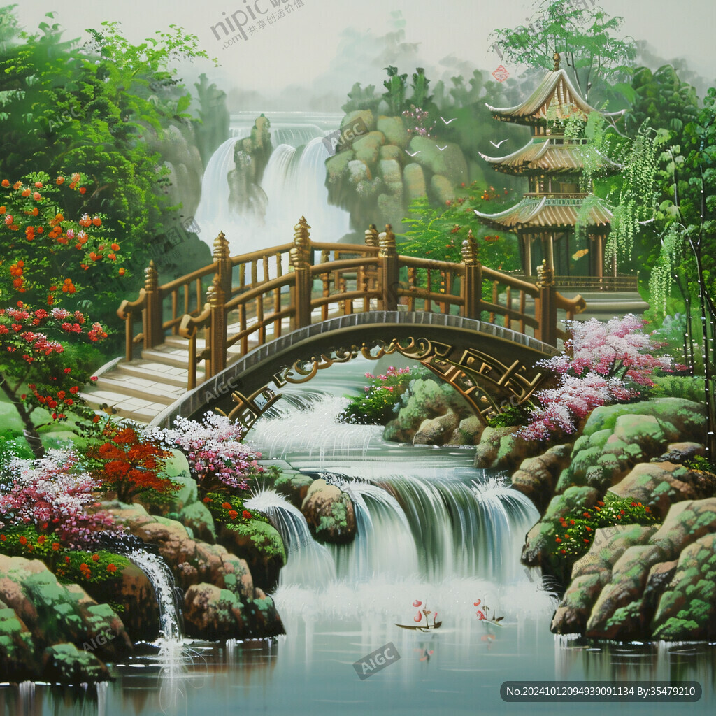 小橋流水裝飾畫