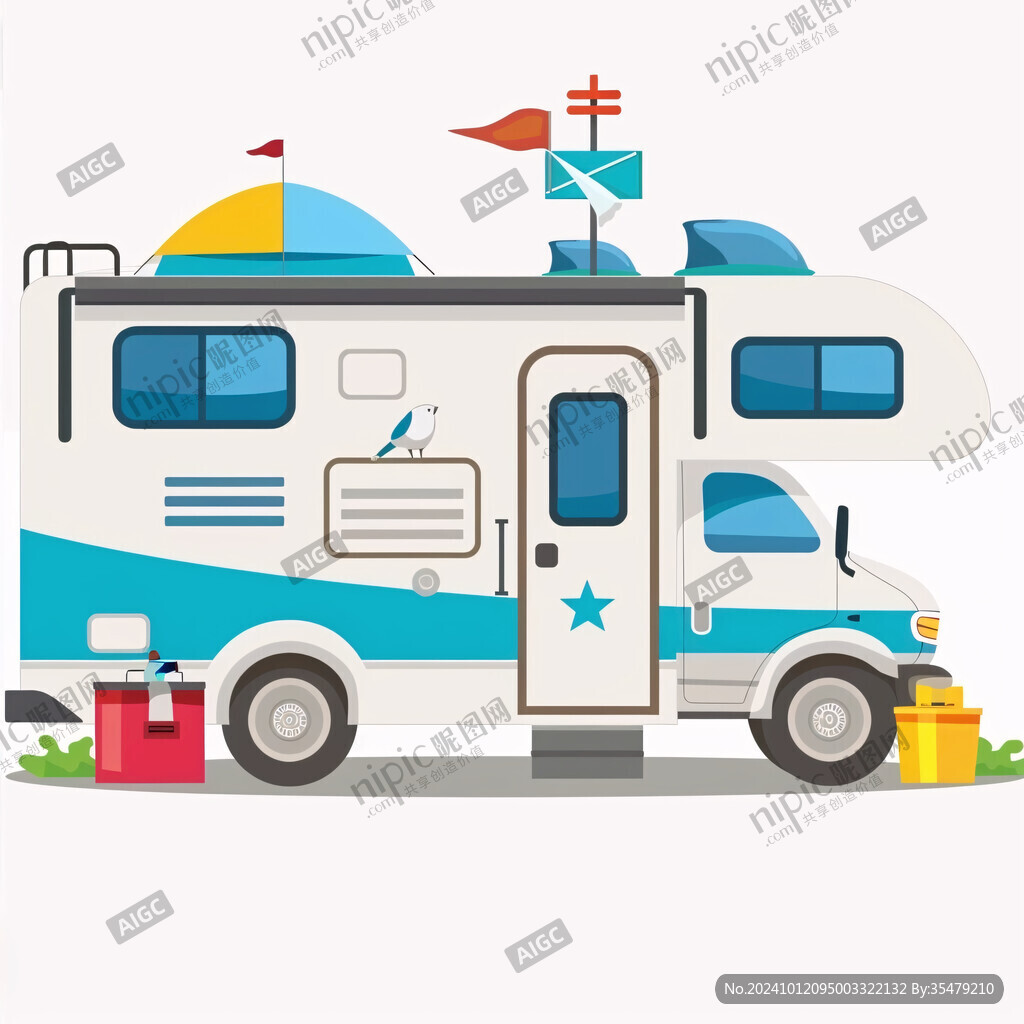露營地房車插畫