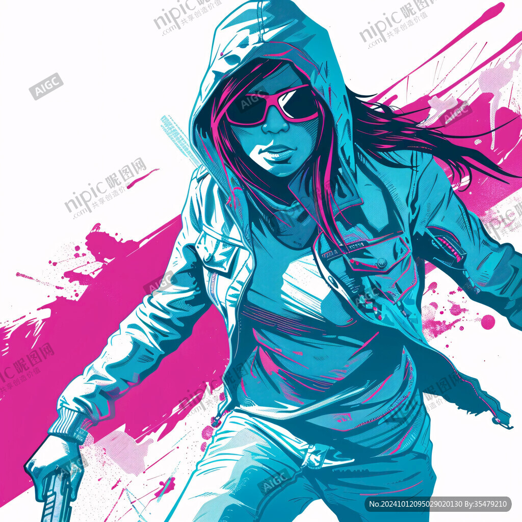 潮流插畫美女人物插畫