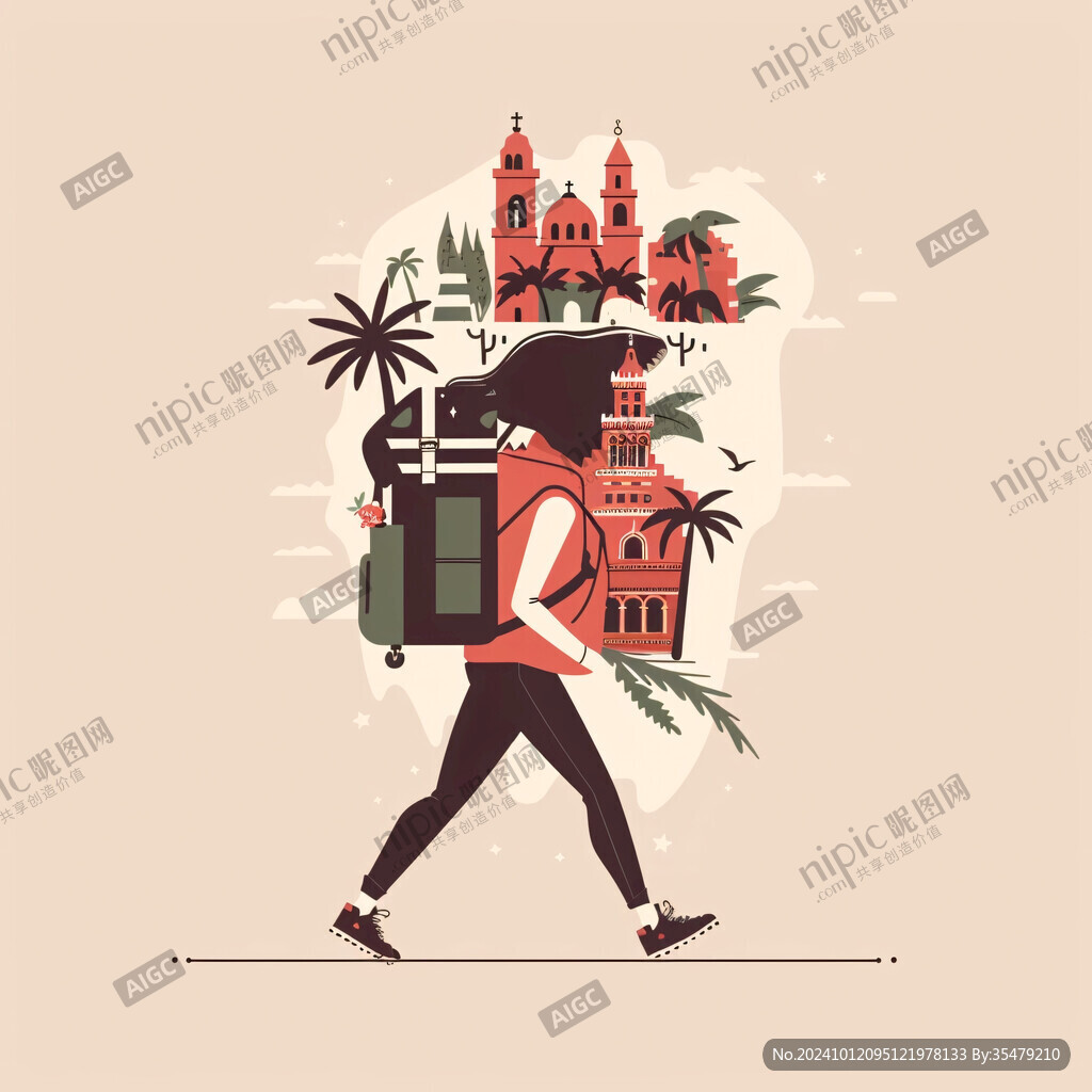 旅行人物扁平插畫