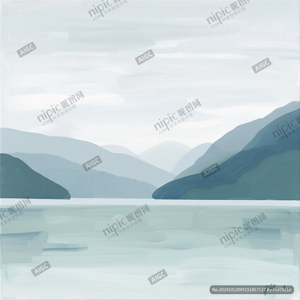 高清抽象時尚藍色山水
