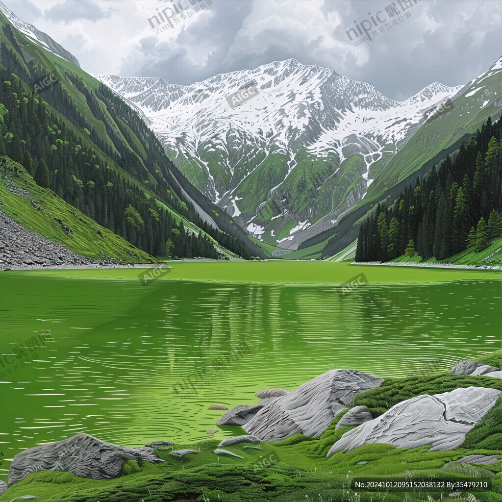 湖綠色森系立體背景
