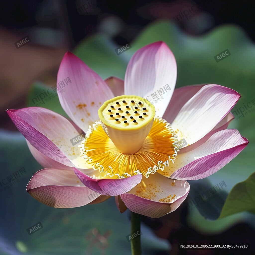 黃蓮蓬紅花瓣蓮花底座