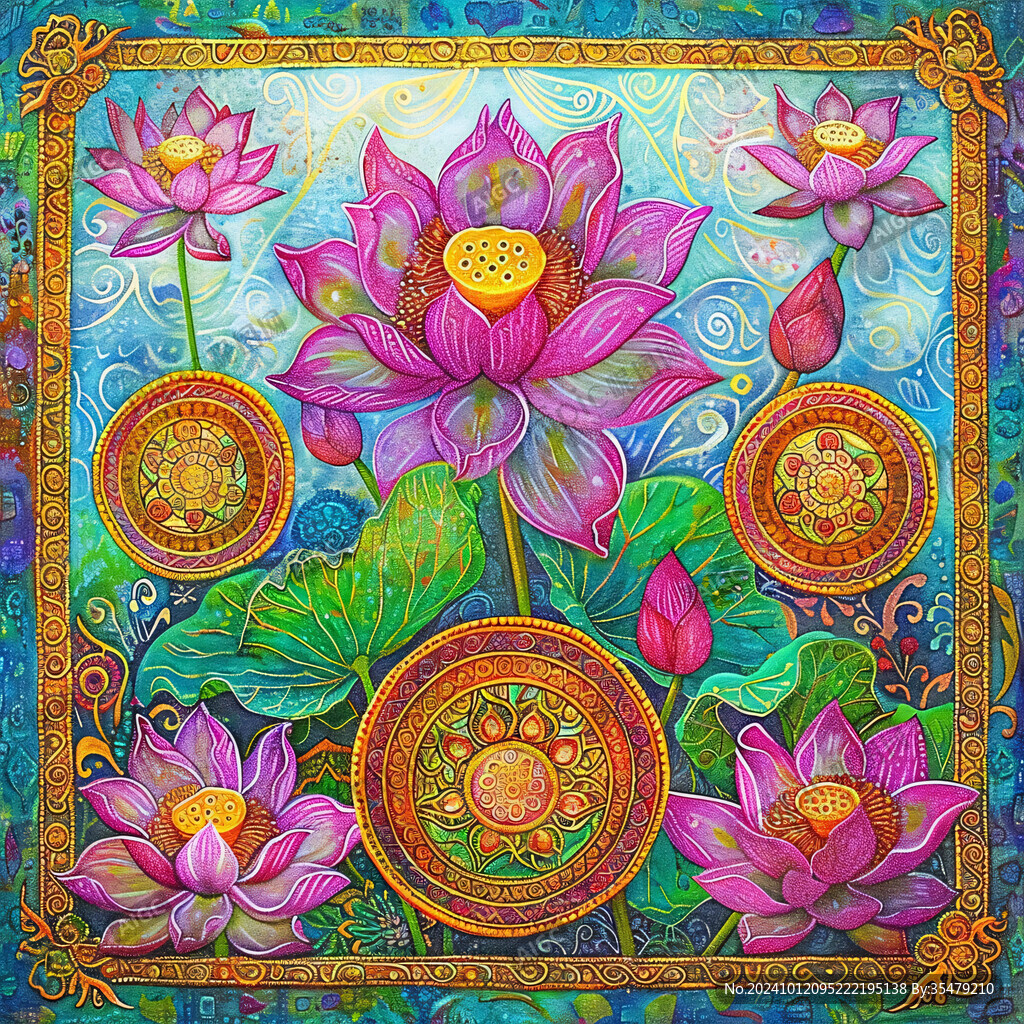 大型蓮花壁畫