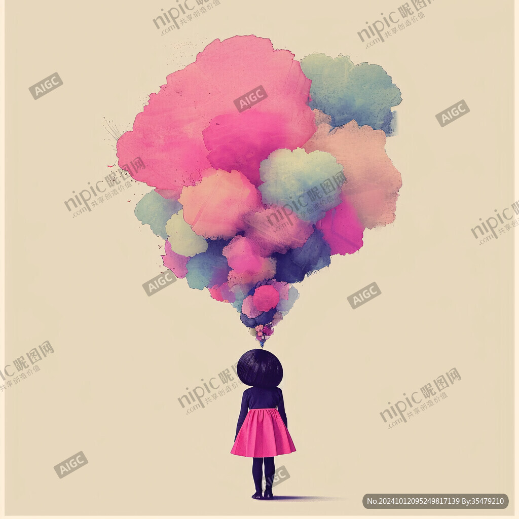 拿氣球的少女背影