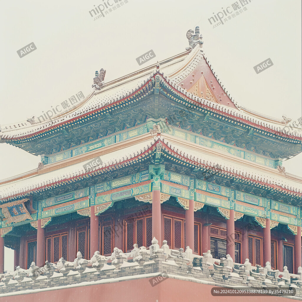 下雪的宮廷建筑