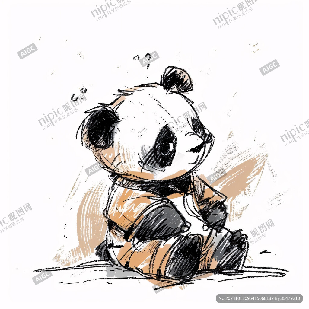 趴著睡的熊貓卡通素材