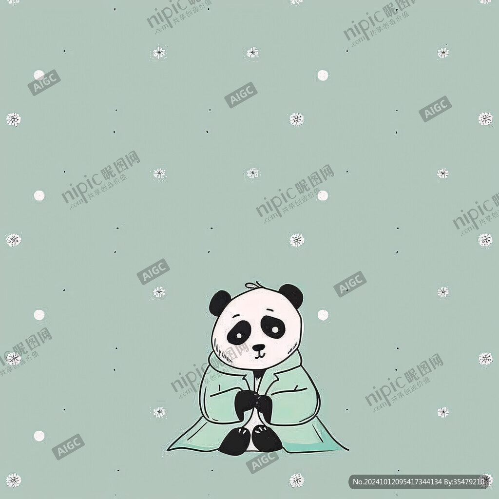 熊貓抱竹子插畫