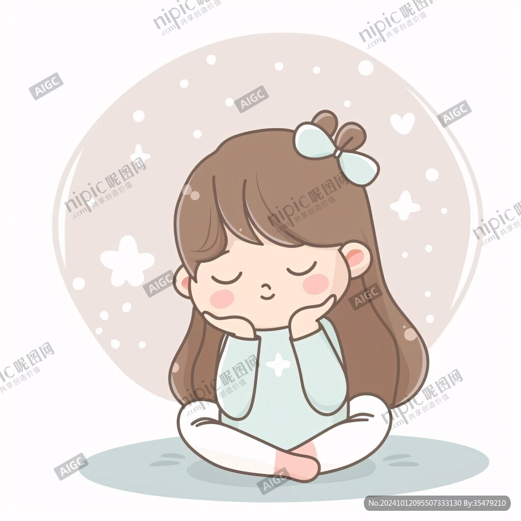 女孩靜思靜坐