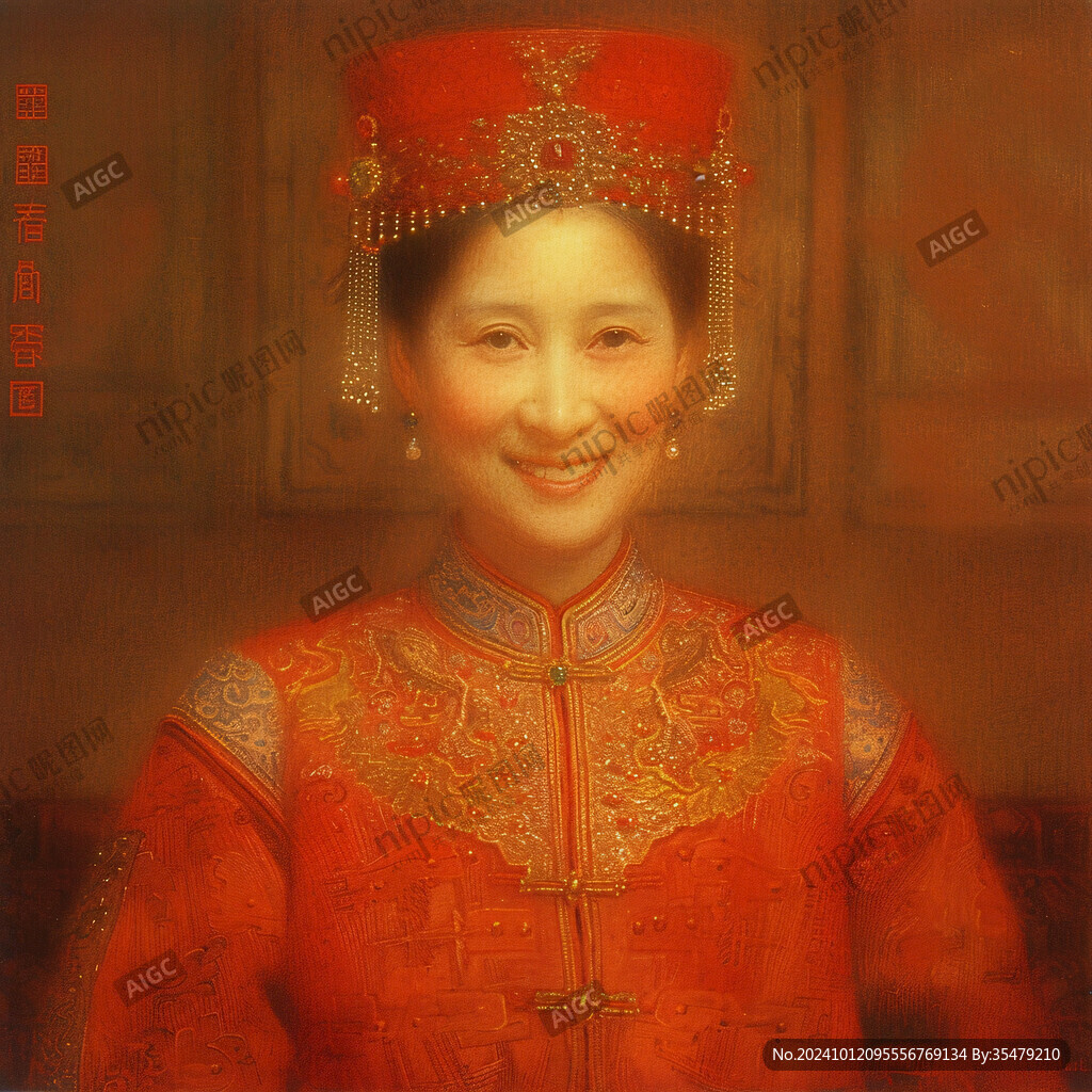 中式婚禮女子坐像