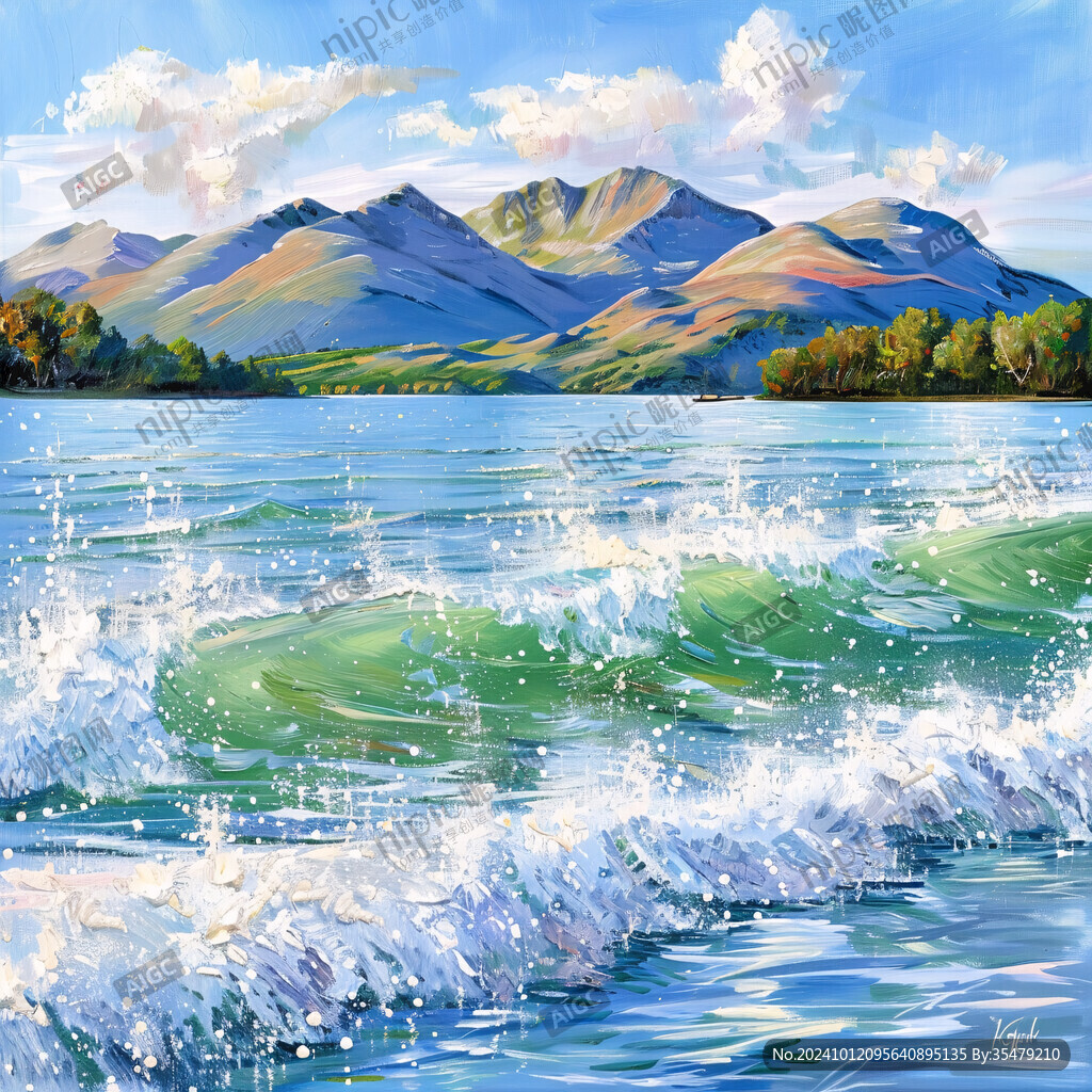 水波紋山景水景