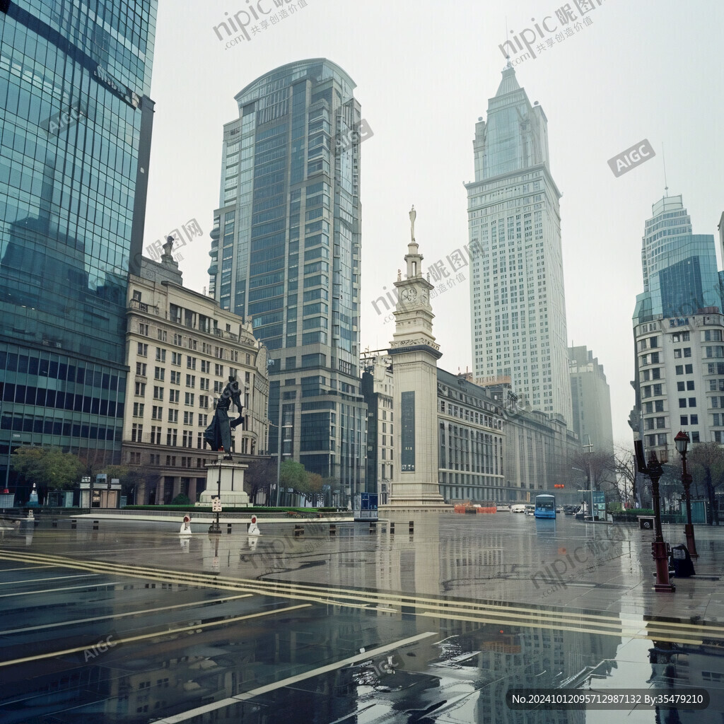 雨中的外灘