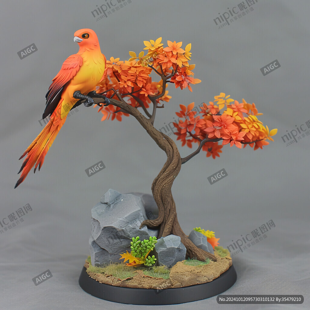樹雕小鳥工藝品