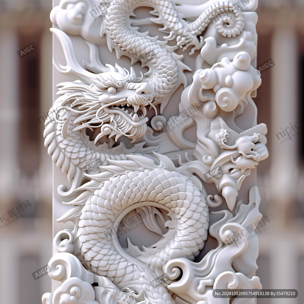 雙龍浮雕圖