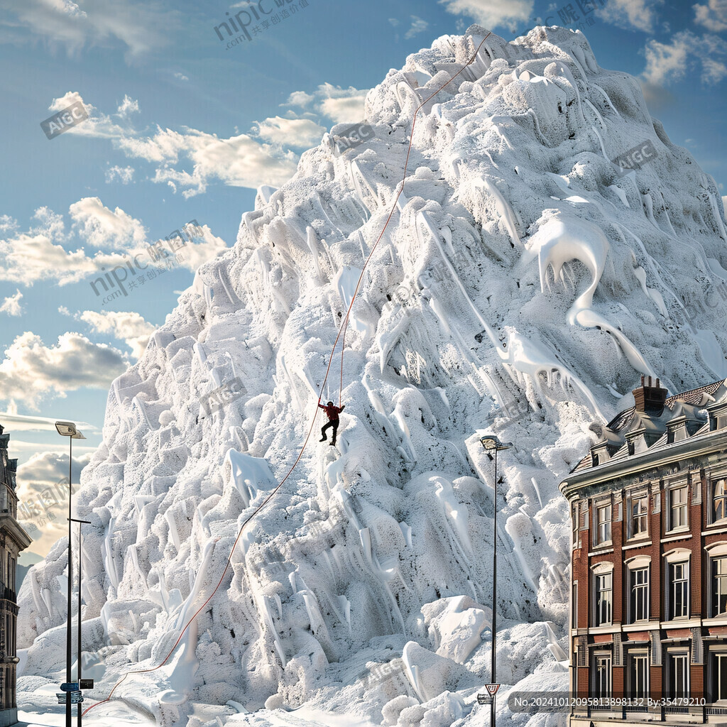 爬雪山雕塑