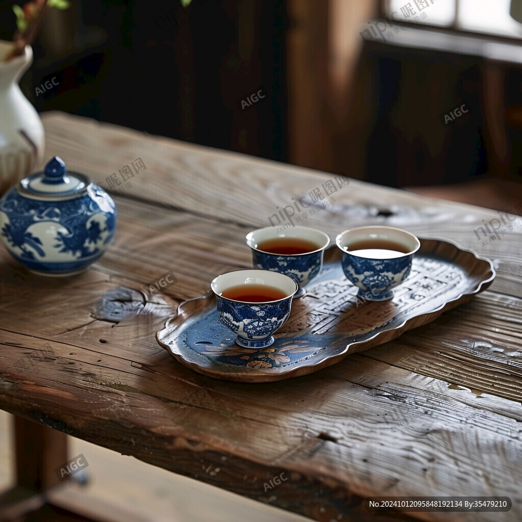 青花大茶盤茶具