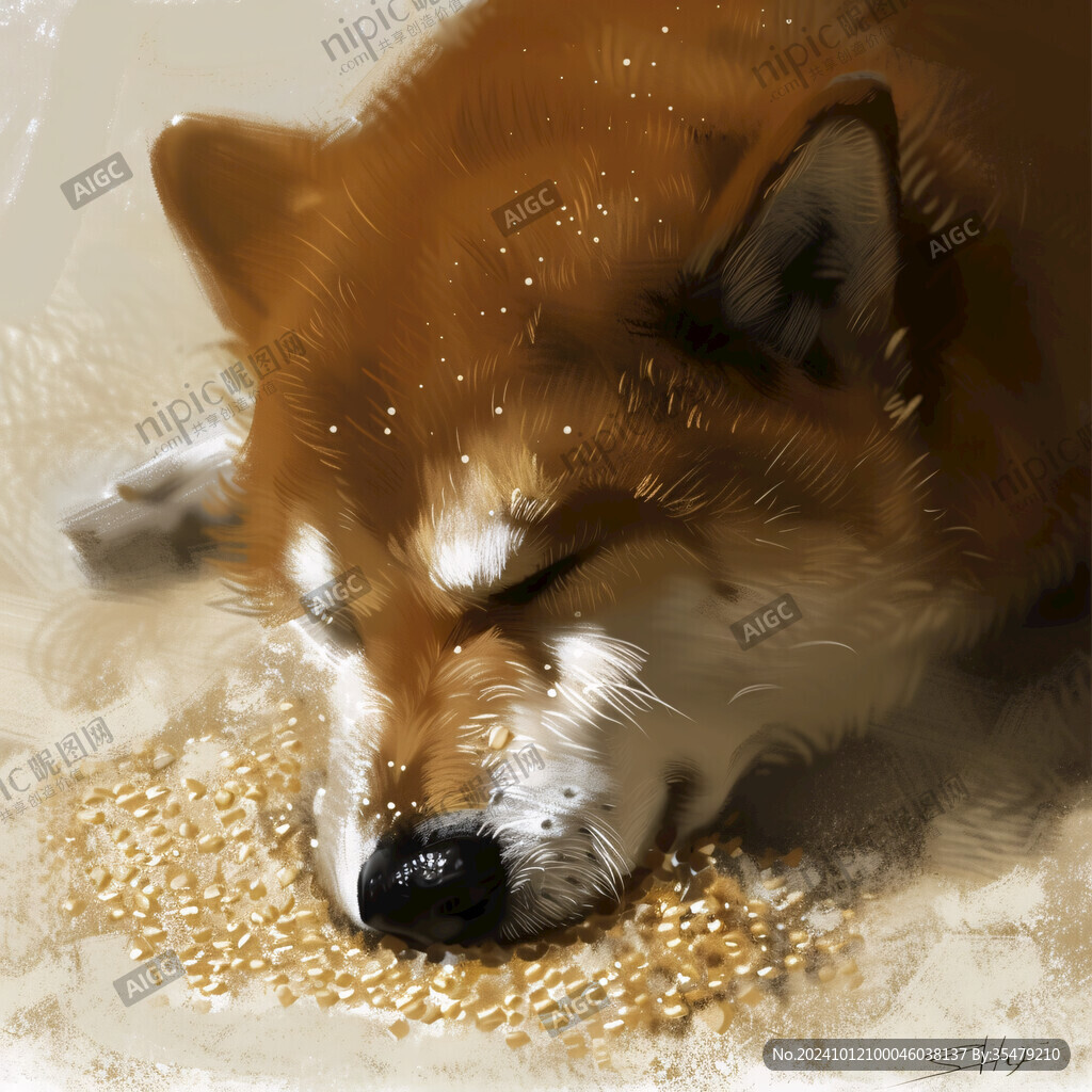 柴犬手繪插畫