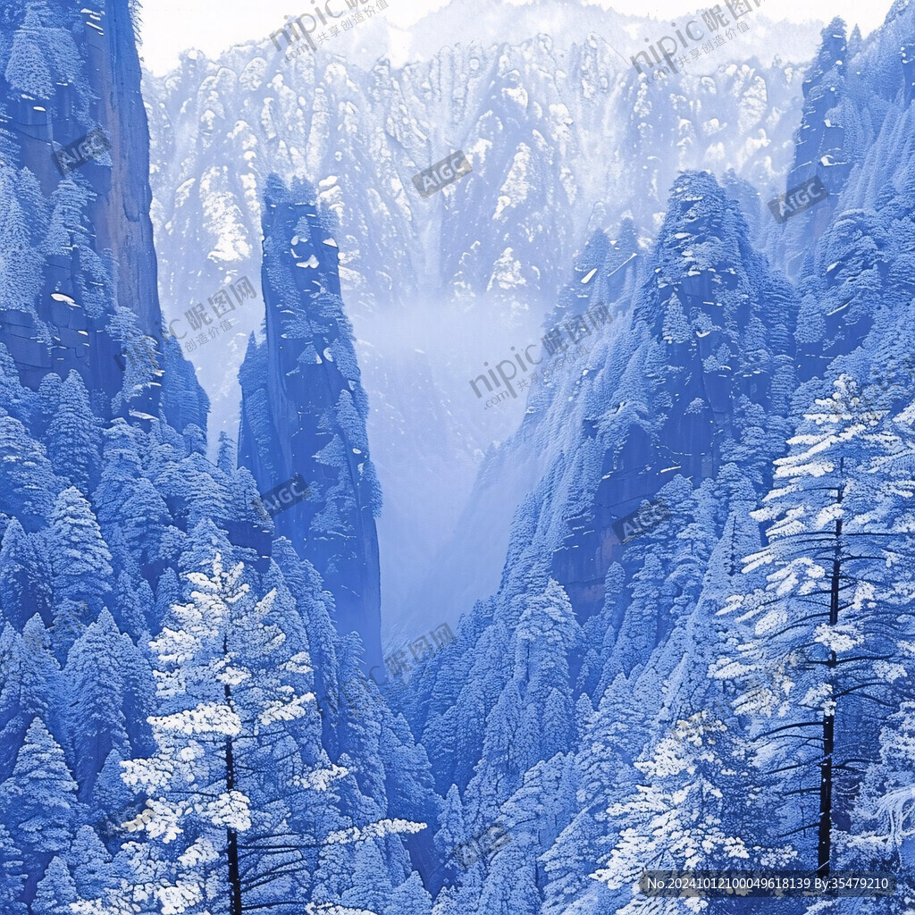 下雪大山森林霧凇景觀